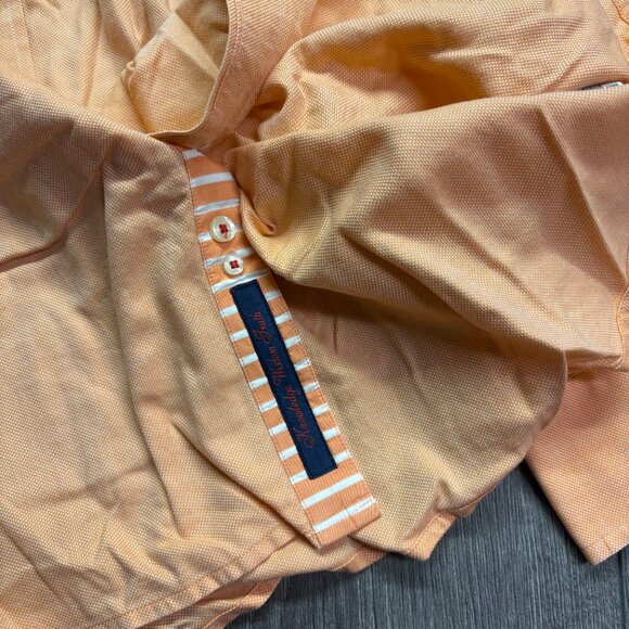 Robert Graham Peach Flip Cuff Dress Shirt 2XL XXL Designer - Picture 5 of 11